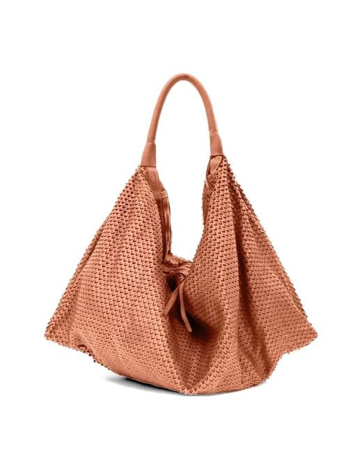 SOMMET Brown Aura Triangulino Laser-Cut Leather Shoulder Bag