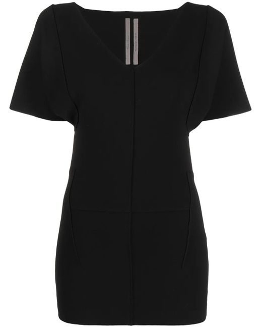 Rick Owens Black Longline V-Neck Top