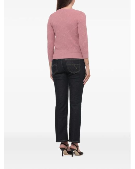 Marella Pink Floral-Embroidered V-Neck Cardigan