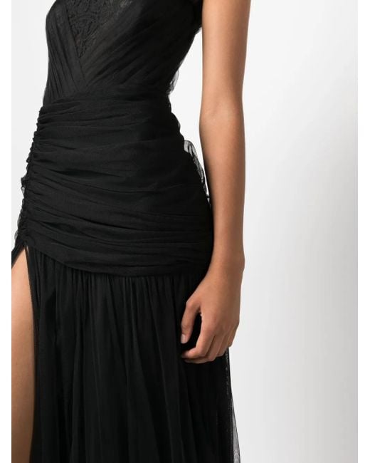 Ana Radu Black Corset-Style Draped Maxi Dress