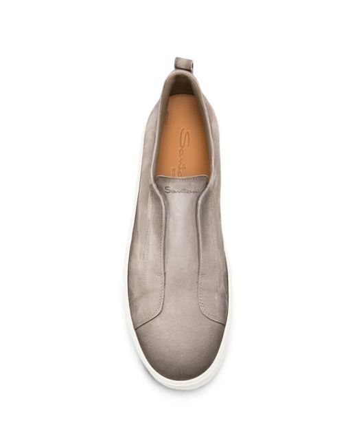 Santoni Gray Victory Suede Sneakers for men