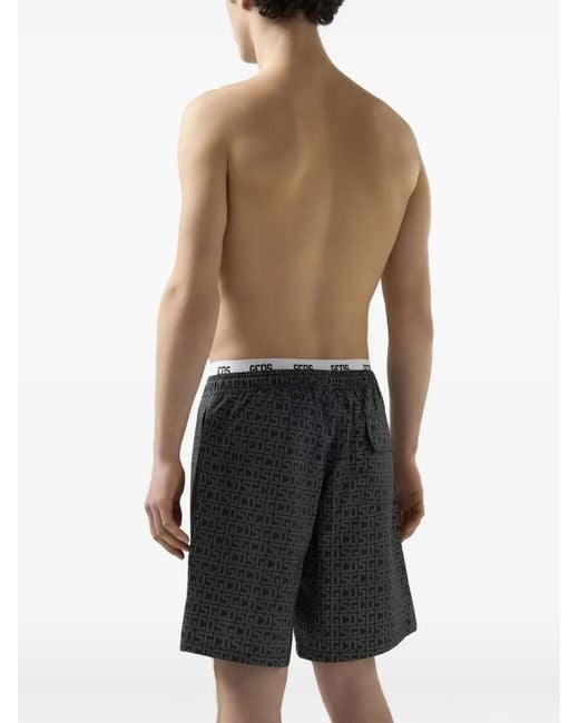 Gcds Black Monogram Swim Shorts for men