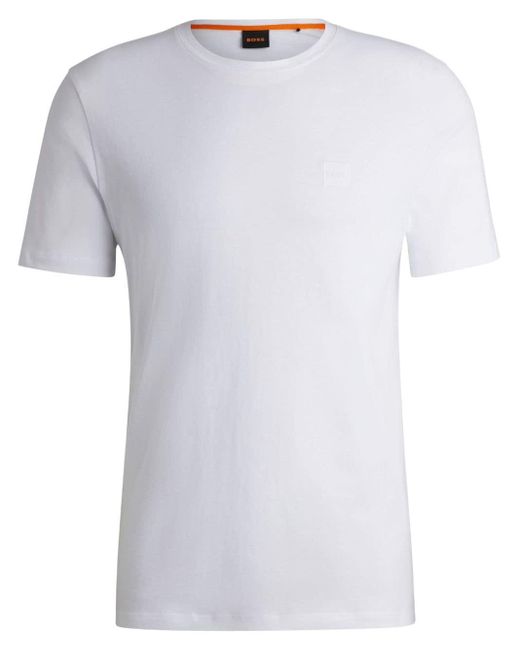 Boss Gray Logo-embroidered T-shirt for men