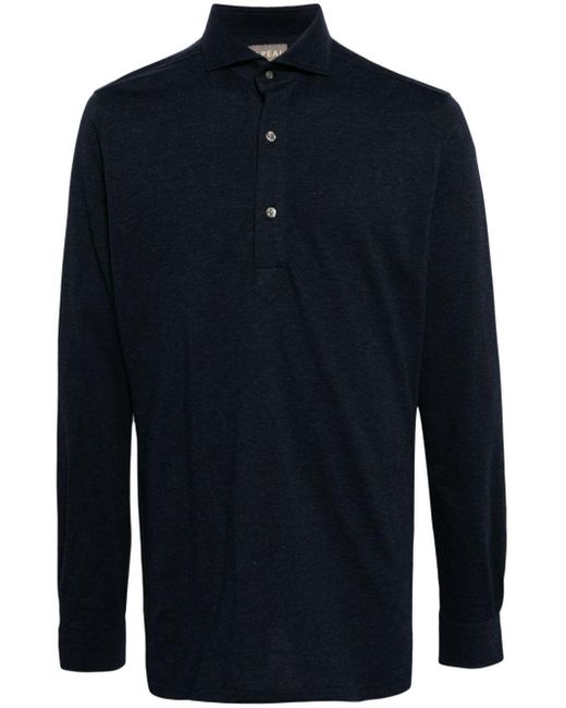 N.Peal Cashmere Blue Marseille Long-sleeve Polo Shirt for men