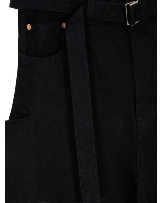 Sacai Black Jupe En Jean À Taille Ceinturée