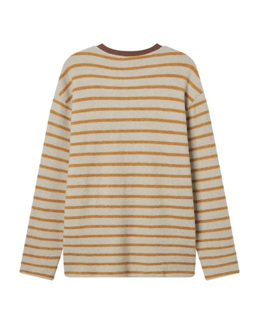 B+ AB Natural Striped-Pattern Top
