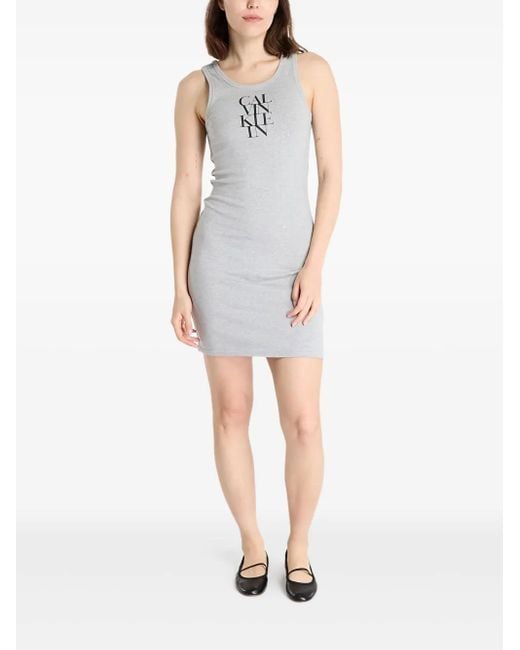 Knit Dress Grey Tank Top Dress Dress Calvin Klein Jeans Sl Cotton 1X1 Rib  Dress Black (