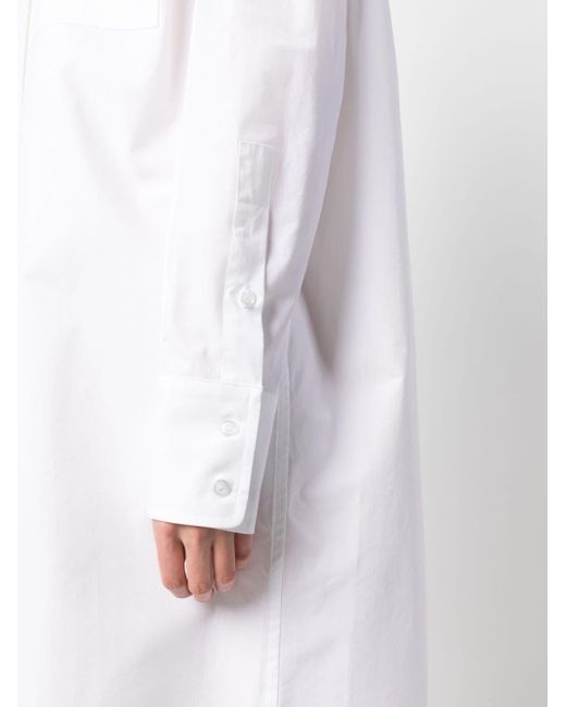 Sportmax White Classic-collar Cotton Shirtdress
