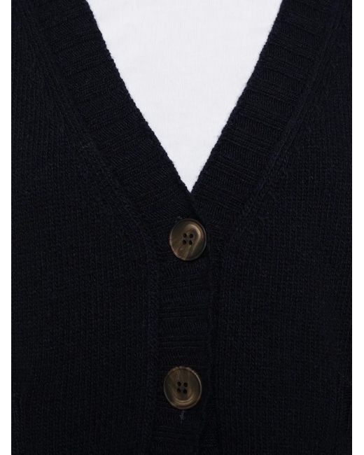 Base London Black V-Neck Button-Up Cardigan