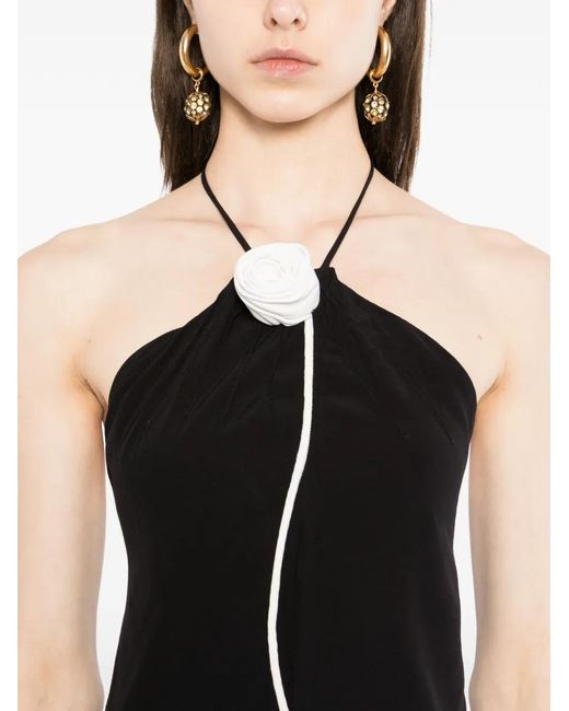 Farm Rio Black Floral-Embellished Mini Dress