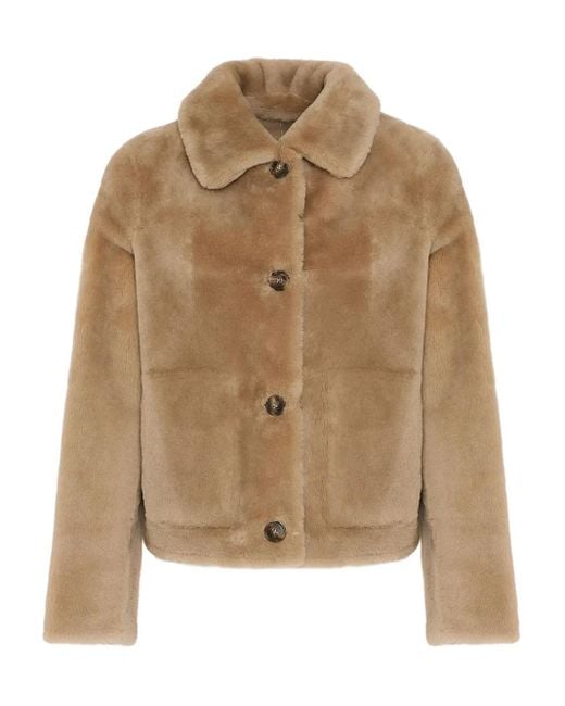 Yves Salomon Natural Jacke aus Faux Shearling