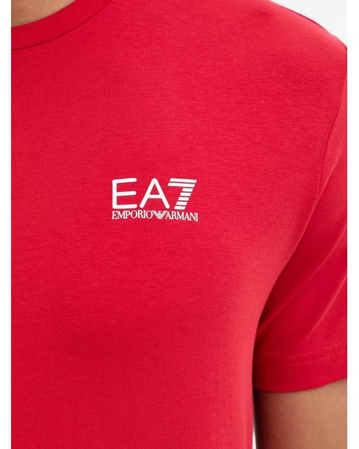 EA7 Red Logo-Print Short-Sleeve T-Shirt for men