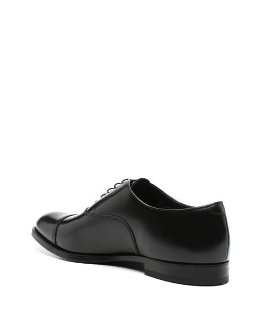 Doucal's Black Leather Oxford Shoes for men