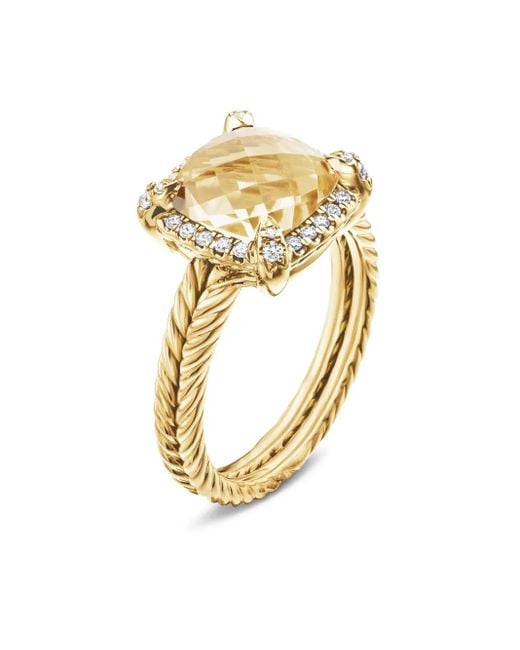 David Yurman Metallic 18Kt Châtelaine Citrine And Diamond Ring (9Mm)