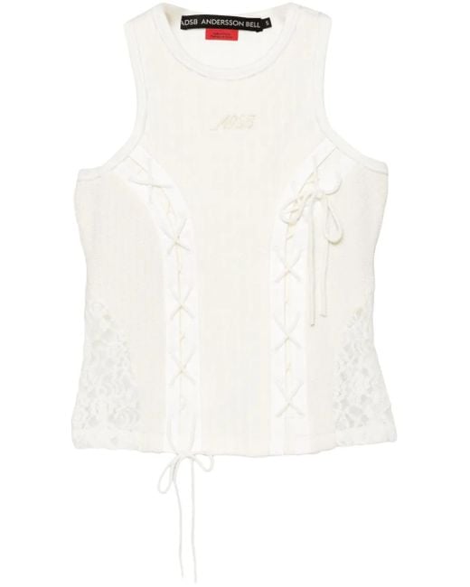 ANDERSSON BELL White Lace-Up Sleeveless Top