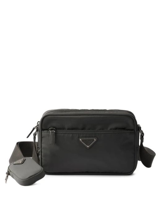Prada Black Zip Pouch Woven Strap Shoulder Bag