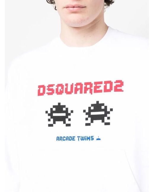 DSquared² White Arcade Twins-Print Sweatshirt for men