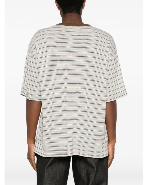 Visvim White Mondo Border Striped T-Shirt for men