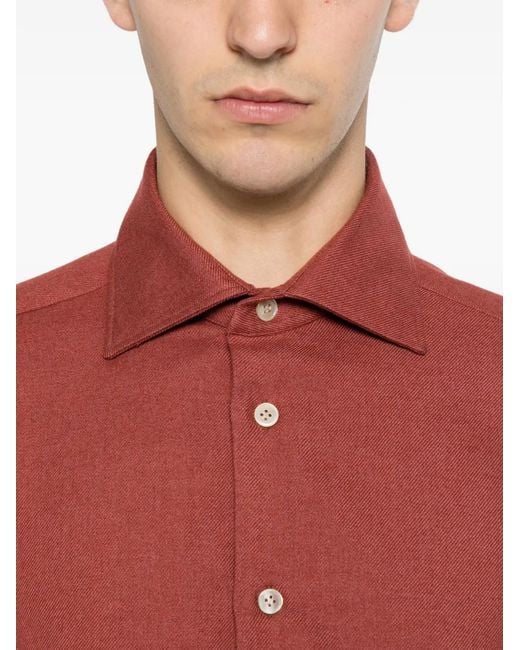 Eleventy Red Button-Down Long-Sleeve Shirt for men