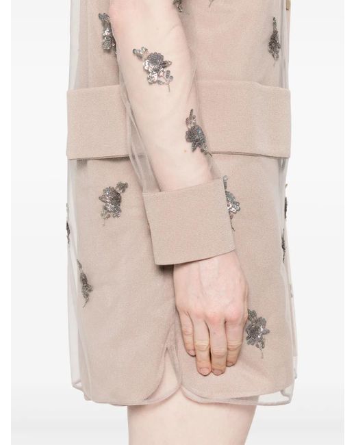 Fendi Tulen Mini-Jurk in het Natural