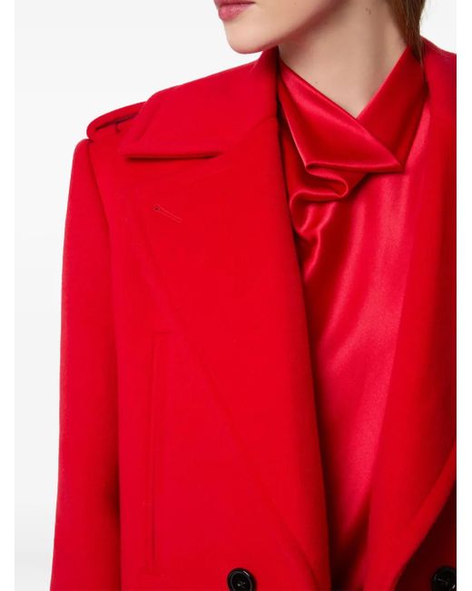 Nina Ricci Wollen Jas Met Dubbele Rij Knopen in het Red