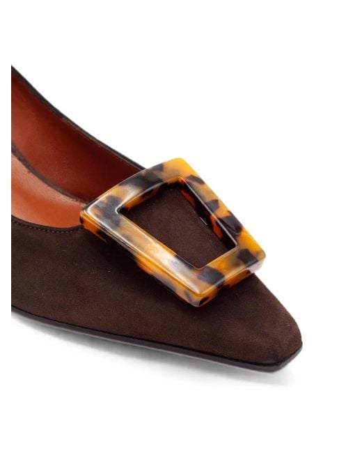 Festamilano Brown Tortoiseshell-Effect Tapered Pumps