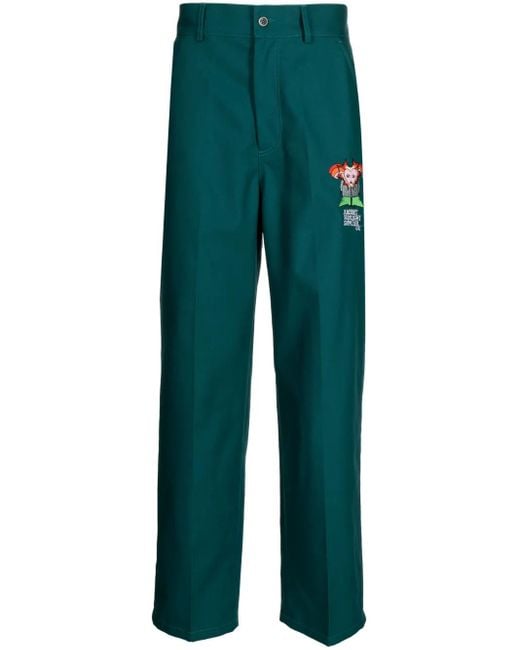 Rassvet (PACCBET) Green Logo-Embroidered Straight-Leg Trousers for men