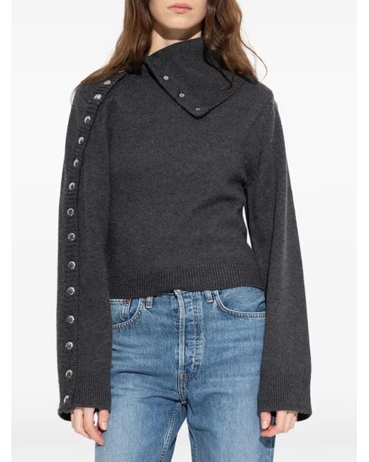 IRO Black Button High-Neck Sweater
