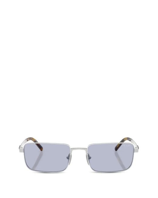 Prada White Rectangle-Frame Sunglasses