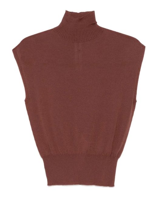 Top de canalé con cuello alto Rick Owens de color Red