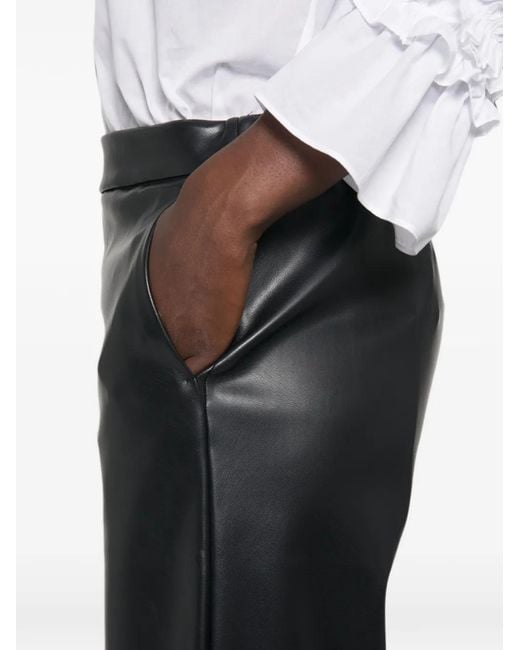 Max Mara Gray Amati Faux-Leather Cropped Palazzo Pants