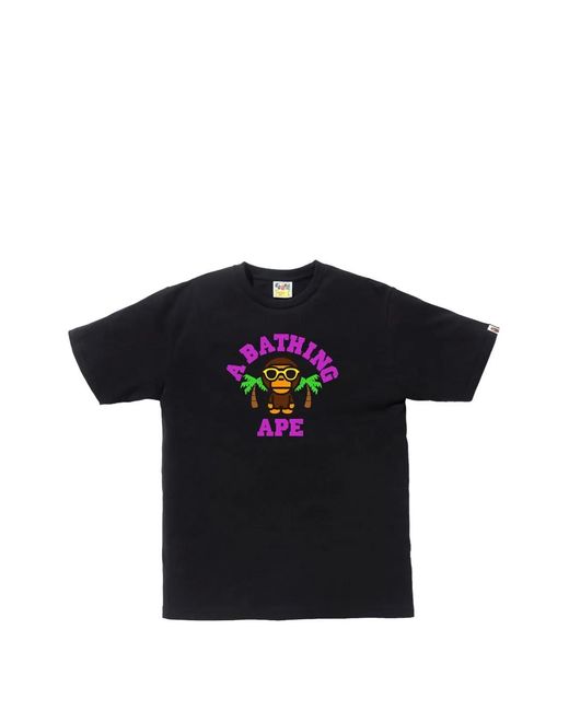 A Bathing Ape Black Milo College Summer T-Shirt for men