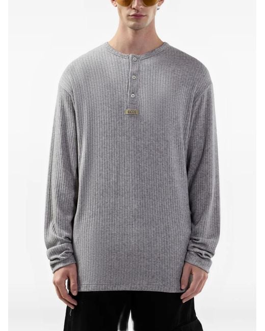 Gcds Gray Logo-Patch Long-Sleeve T-Shirt for men