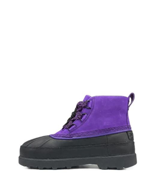 Needles Purple Logo-Embossed Panelled Boots for men