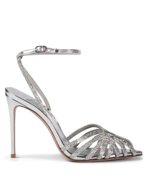 Le Silla White Embrace 110 Crystal-Embellished Sandals