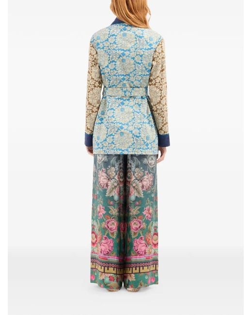 Pierre Louis Mascia Blue Ricordo Floral-Print Shawl-Collar Jacket
