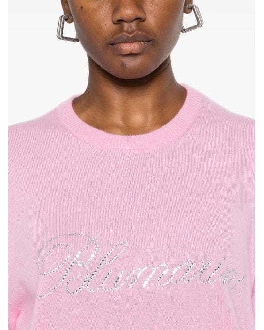 Blumarine Pink Logo-Appliqué Sweater