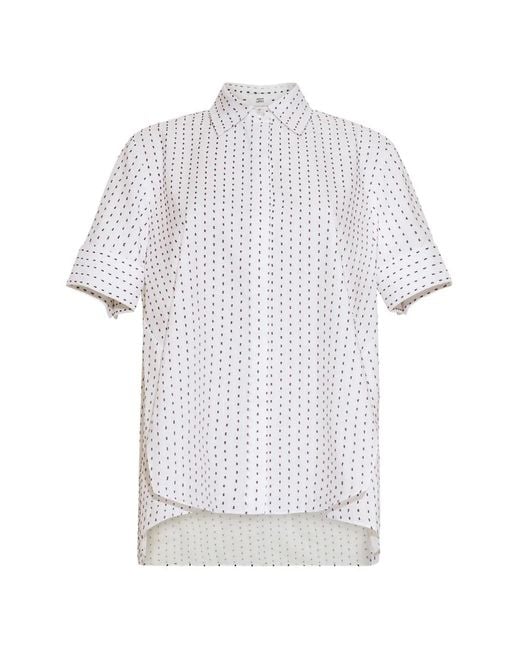 Adam Lippes White Trapeze Embroidered Shirt