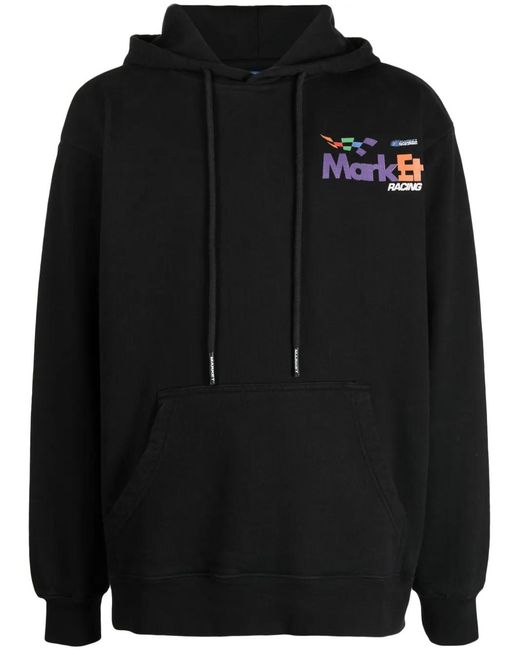 Market Black Express Racing Cotton Hoodie for men