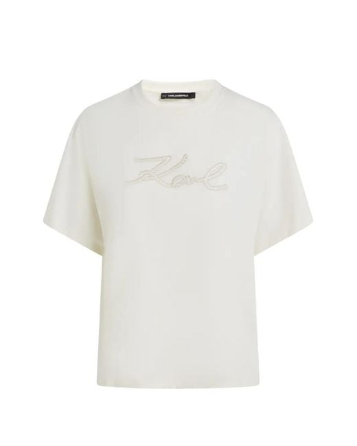 Karl Lagerfeld White Logo-Detail T-Shirt
