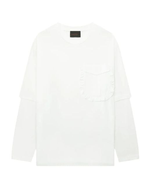 T-Shirt En Coton À Manches Longues Simone Rocha pour homme en coloris White