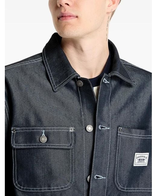 Guess Blue Chore Contrast-Stitch Denim Jacket for men