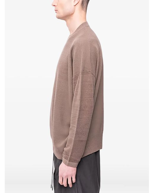DEVOA Gray Textured-Knit Pullover Sweater for men