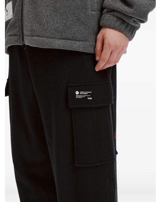 Izzue Black Elasticated Cargo Pants for men