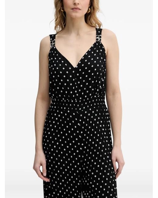 Morgan Black Polka-Dot Pleated Jumpsuit