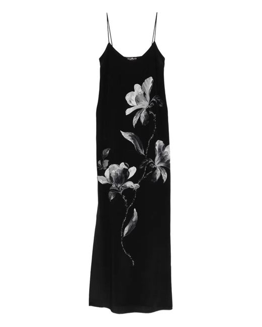 Ermanno Scervino Black Floral Silk Maxi Dress