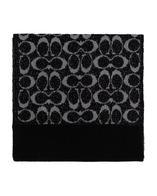 COACH Black Logo-Pattern Scarf