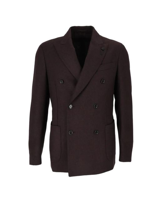 Lardini Black Roma Double-Breasted Blazer for men