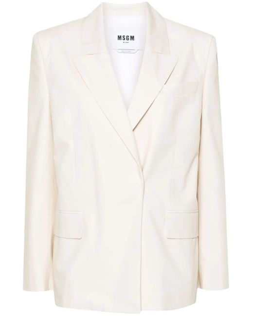 MSGM White Single-Breasted Blazer