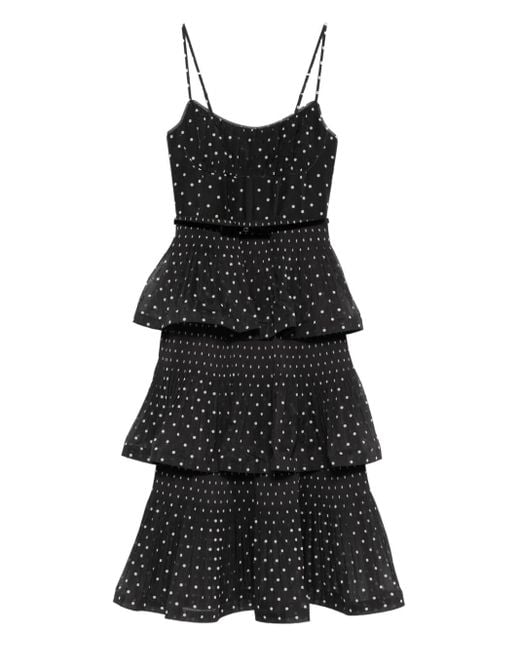 Zimmermann Black Pleated Polka-Dot Midi Dress